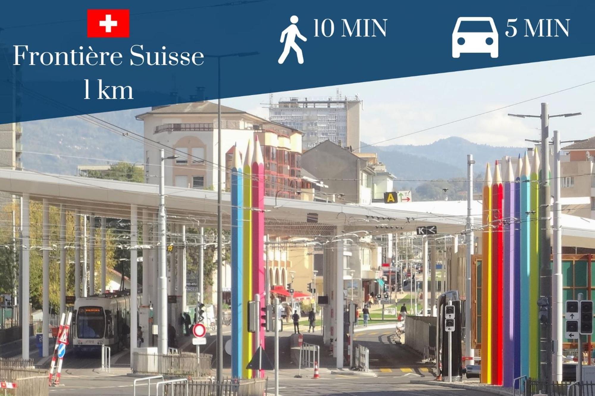 Homey Keola - Parking Prive Gratuit - Aux Portes De Geneve - Au Pied Du Tram - Appartement Avec 1 Chambre Et Un Grand Salon Avec Un Canape-Lit Ambilly Zewnętrze zdjęcie